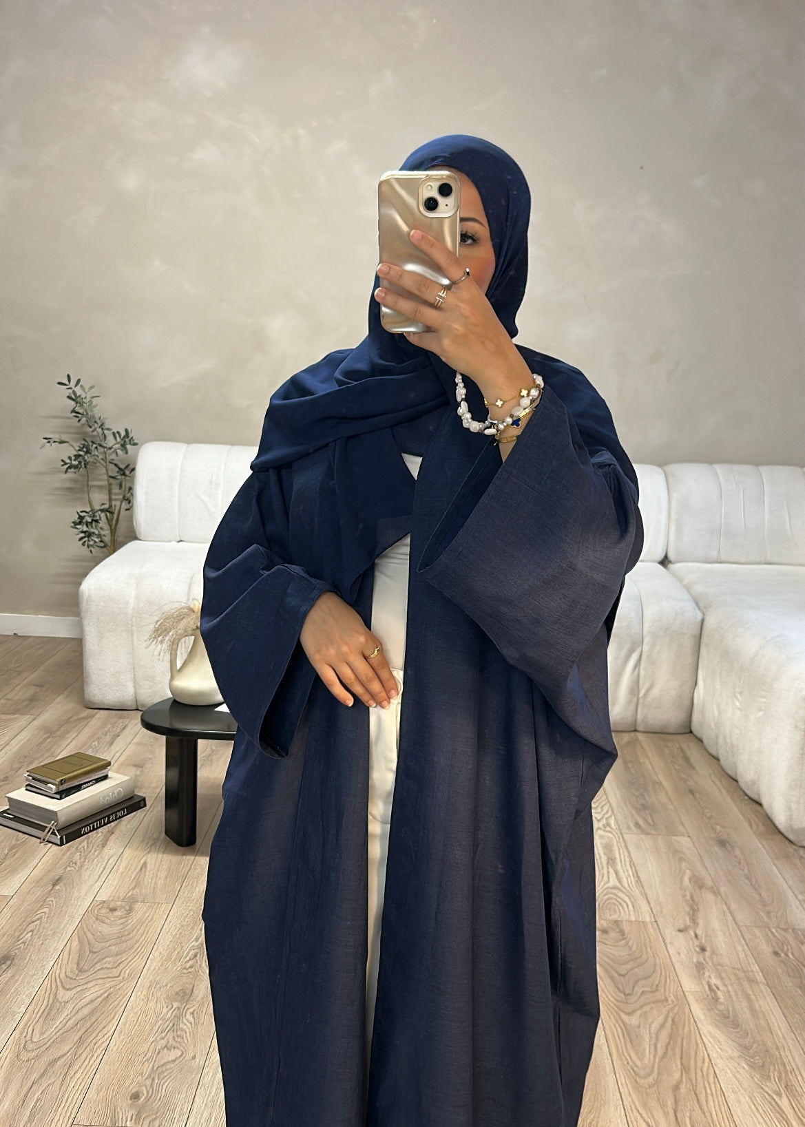 Navy Linen Abaya