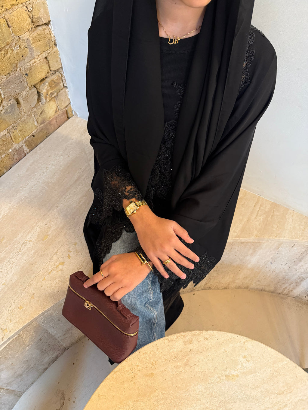 Black Lace Abaya