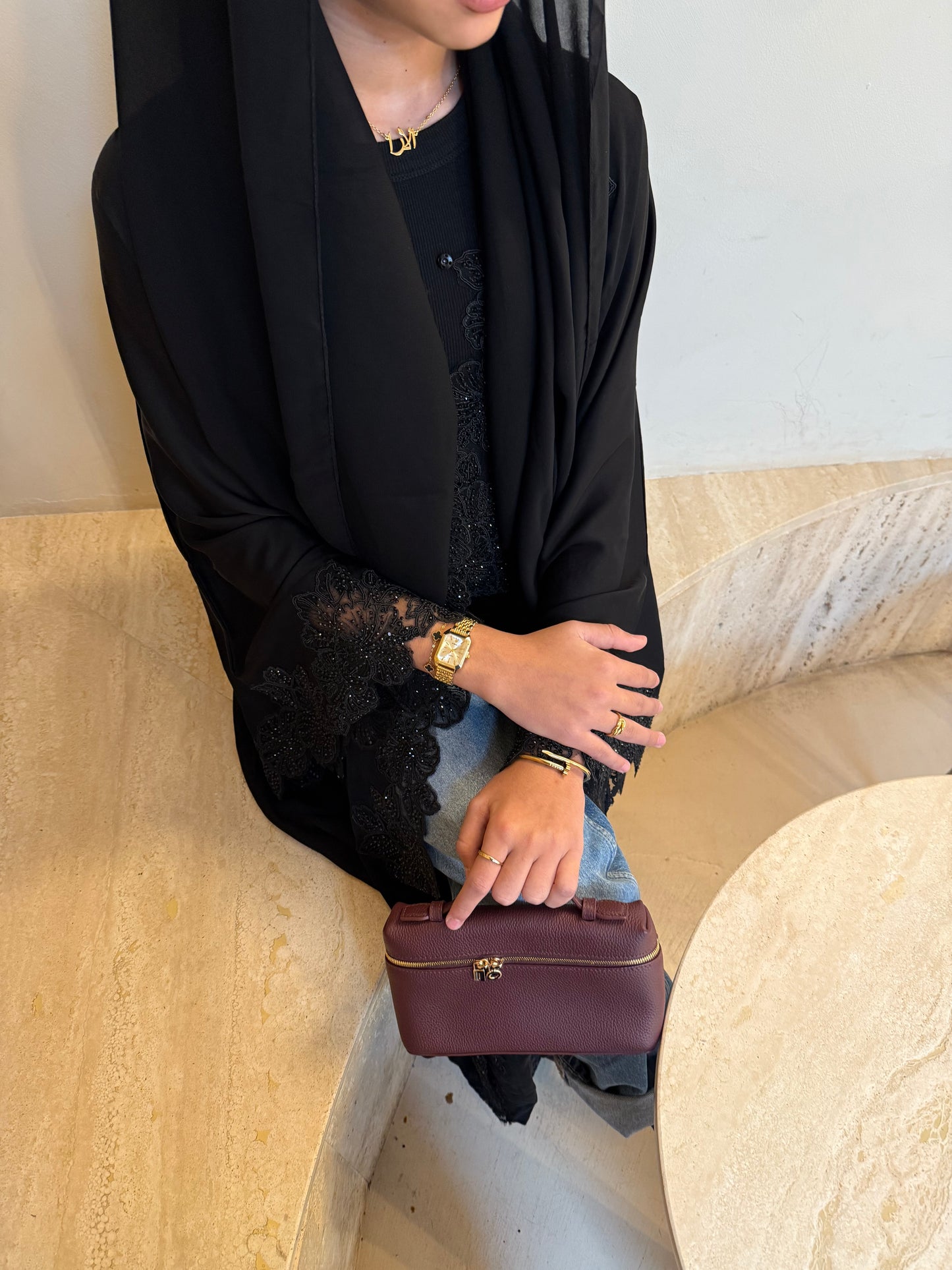 Black Lace Abaya