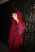 Maroon Lace Abaya