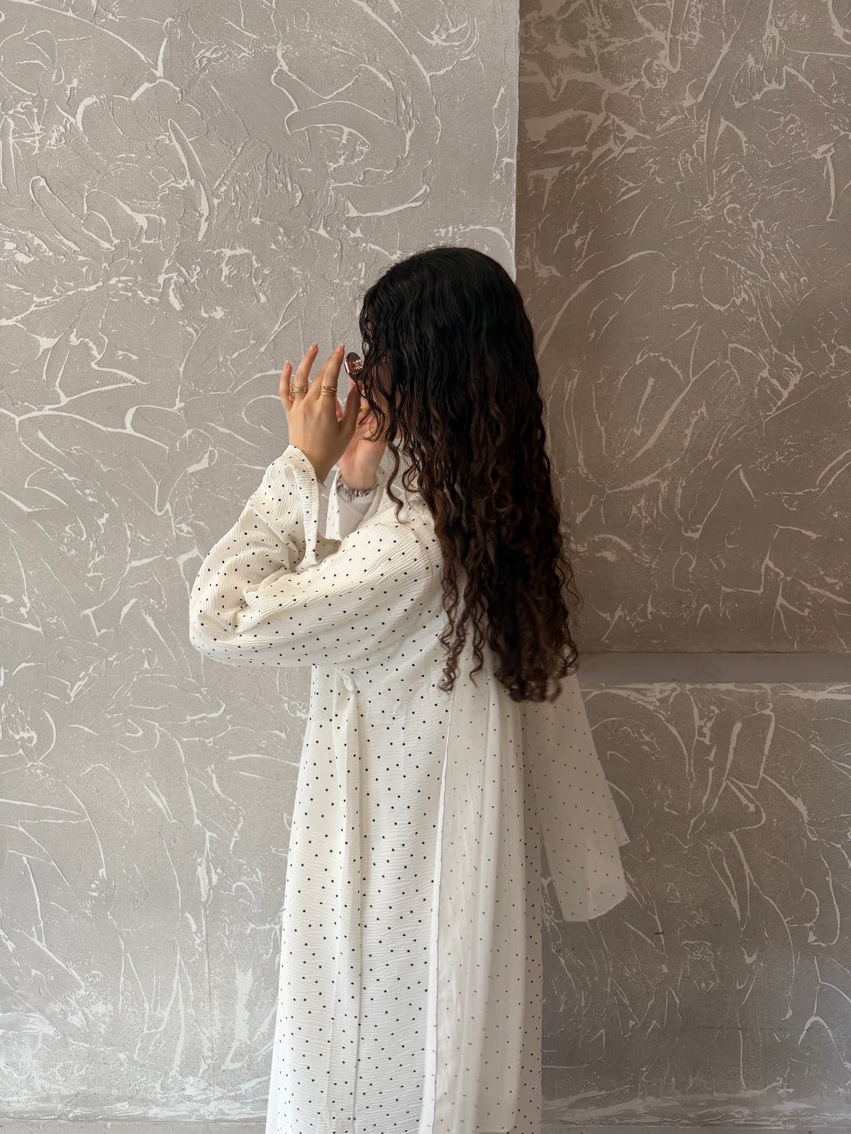 Ivory Dot Abaya