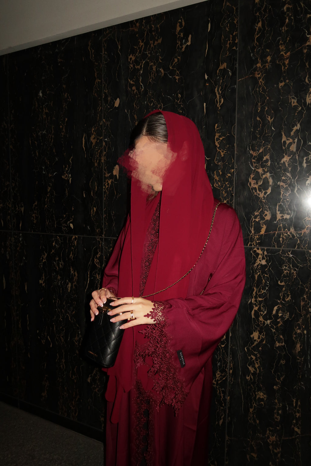 Maroon Lace Abaya
