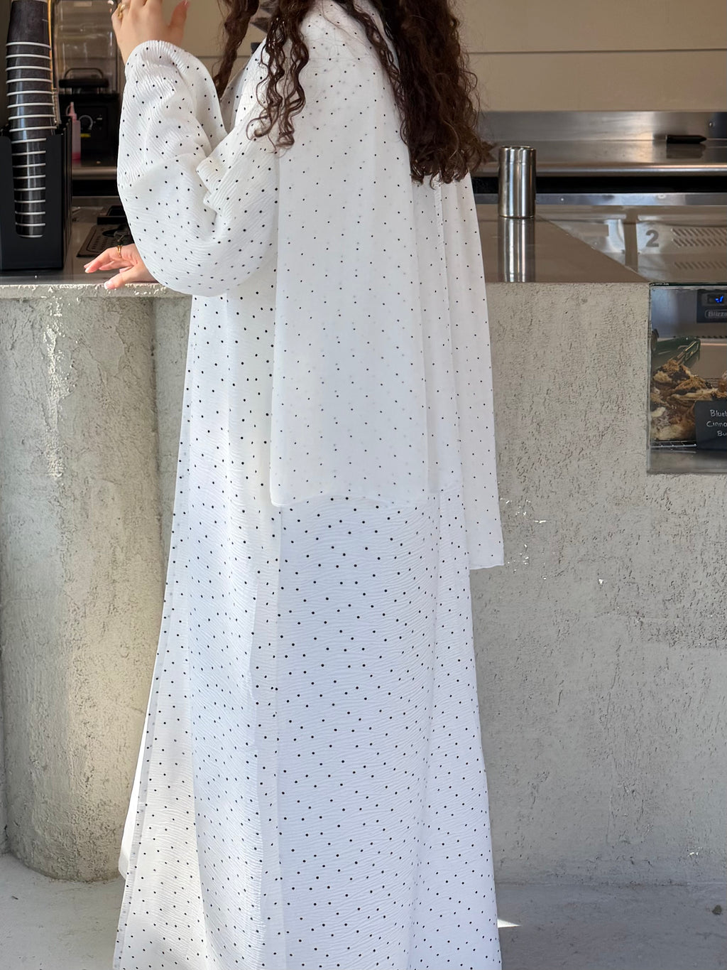 Ivory Dot Abaya
